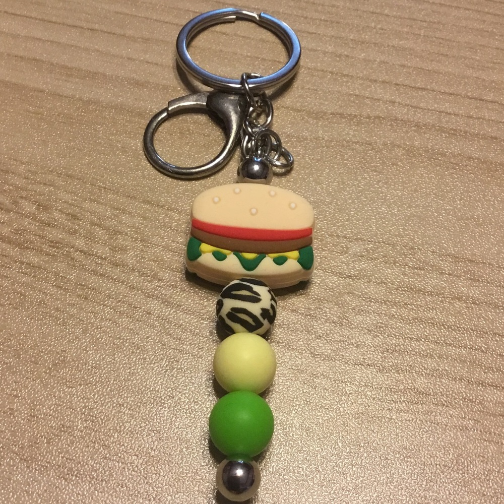 Burger Keychain with Colorful Beads